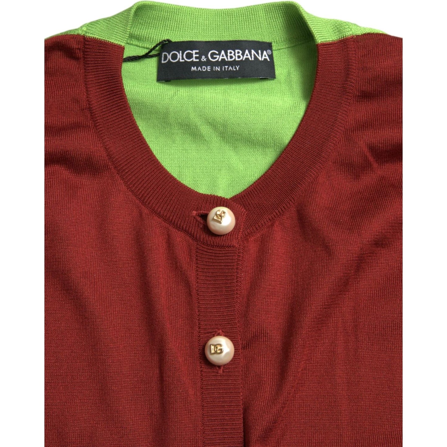 Dolce & Gabbana Multicolor Silk Crewneck Cardigan Sweater Dolce & Gabbana