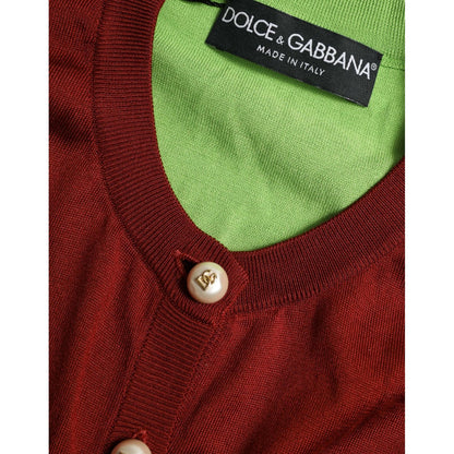 Dolce & Gabbana Multicolor Silk Crewneck Cardigan Sweater Dolce & Gabbana