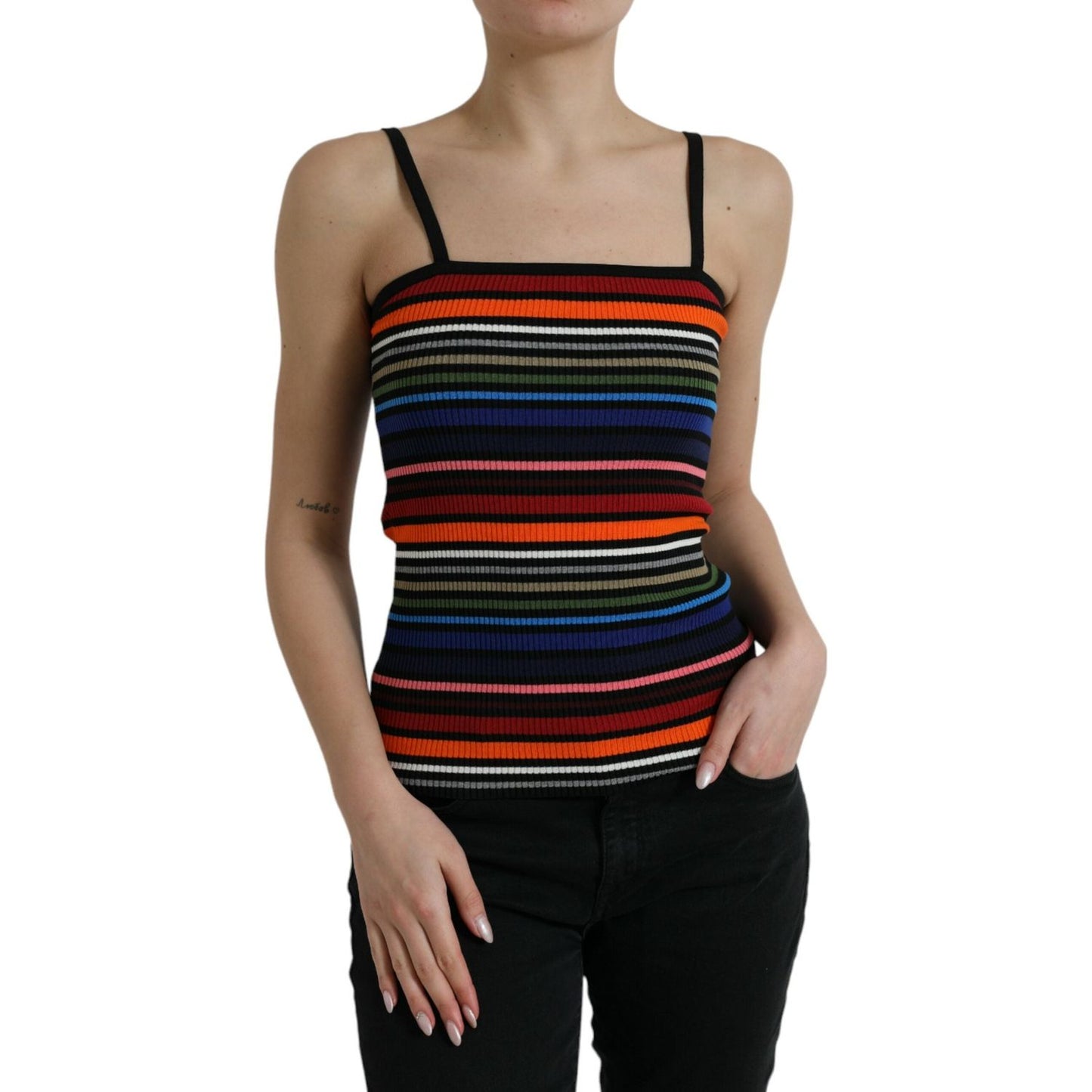 Dolce & Gabbana Multicolor Stripes Spaghetti Strap Tank Top Dolce & Gabbana