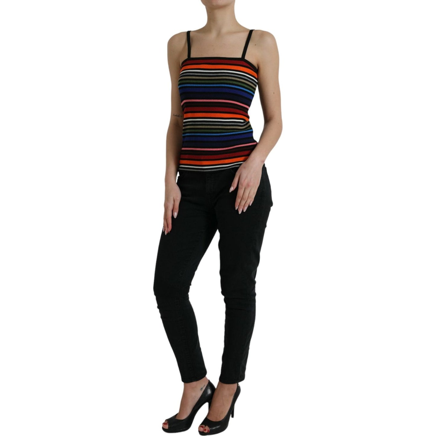 Dolce & Gabbana Multicolor Stripes Spaghetti Strap Tank Top Dolce & Gabbana