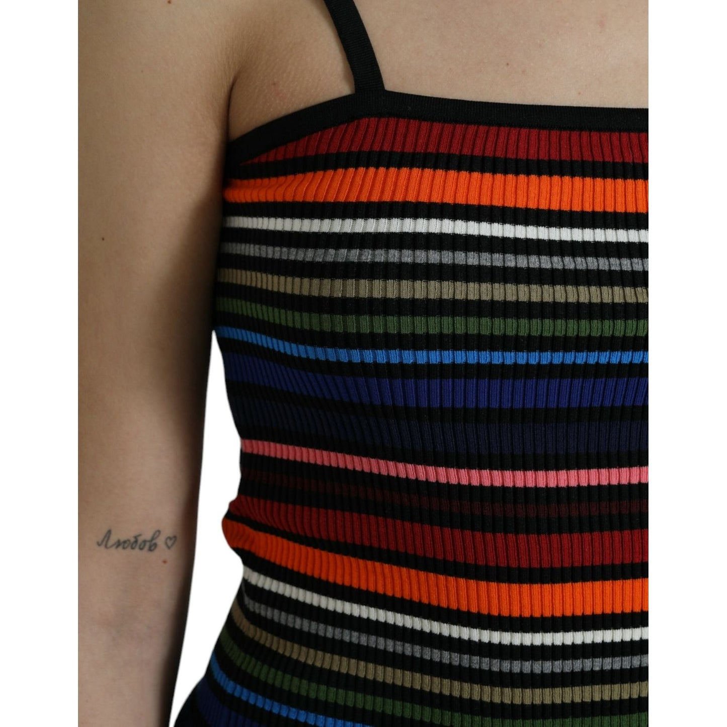 Dolce & Gabbana Multicolor Stripes Spaghetti Strap Tank Top Dolce & Gabbana