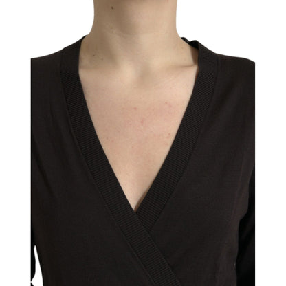 Dolce & Gabbana Black Wool V-neck Crossed Cardigan Sweater Dolce & Gabbana