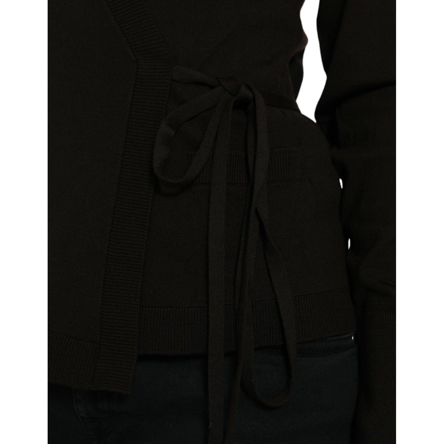 Dolce & Gabbana Black Wool V-neck Crossed Cardigan Sweater Dolce & Gabbana