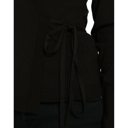Dolce & Gabbana Black Wool V-neck Crossed Cardigan Sweater Dolce & Gabbana
