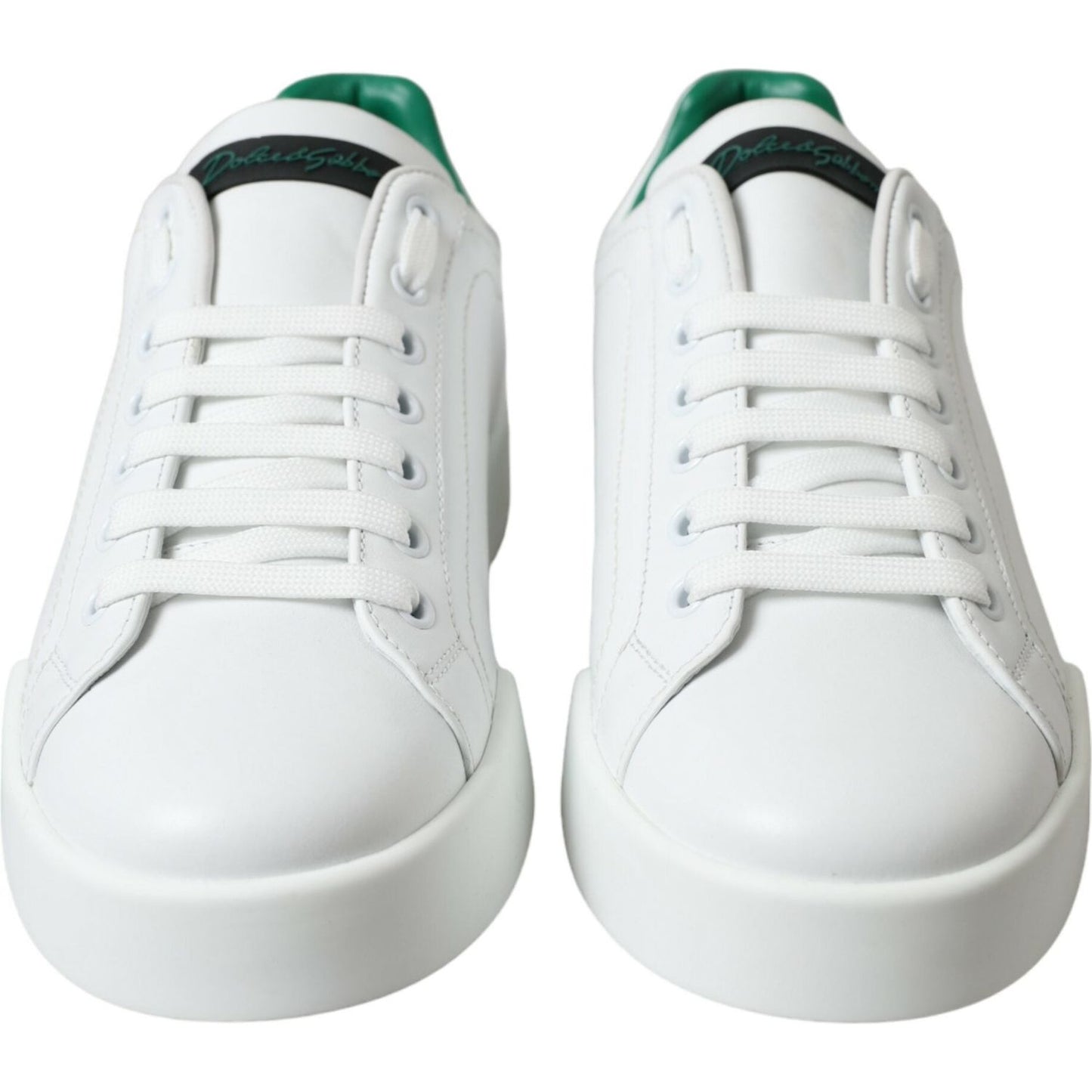 Dolce & Gabbana White Green Leather Portofino Sneakers Shoes Dolce & Gabbana
