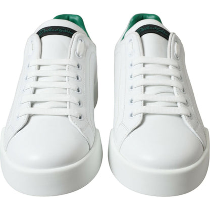 Dolce & Gabbana White Green Leather Portofino Sneakers Shoes Dolce & Gabbana