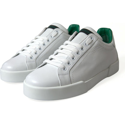 Dolce & Gabbana White Green Leather Portofino Sneakers Shoes Dolce & Gabbana