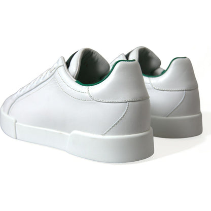 Dolce & Gabbana White Green Leather Portofino Sneakers Shoes Dolce & Gabbana
