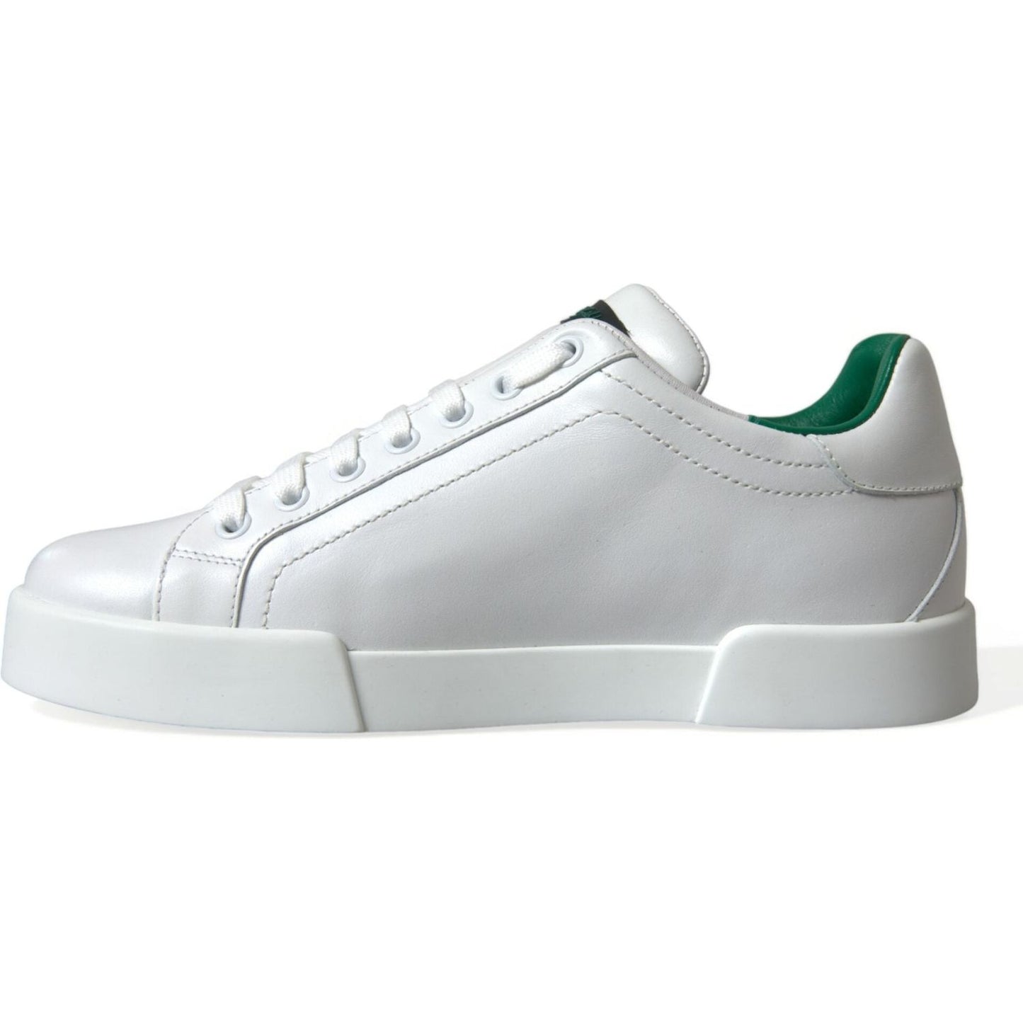 Dolce & Gabbana White Green Leather Portofino Sneakers Shoes Dolce & Gabbana