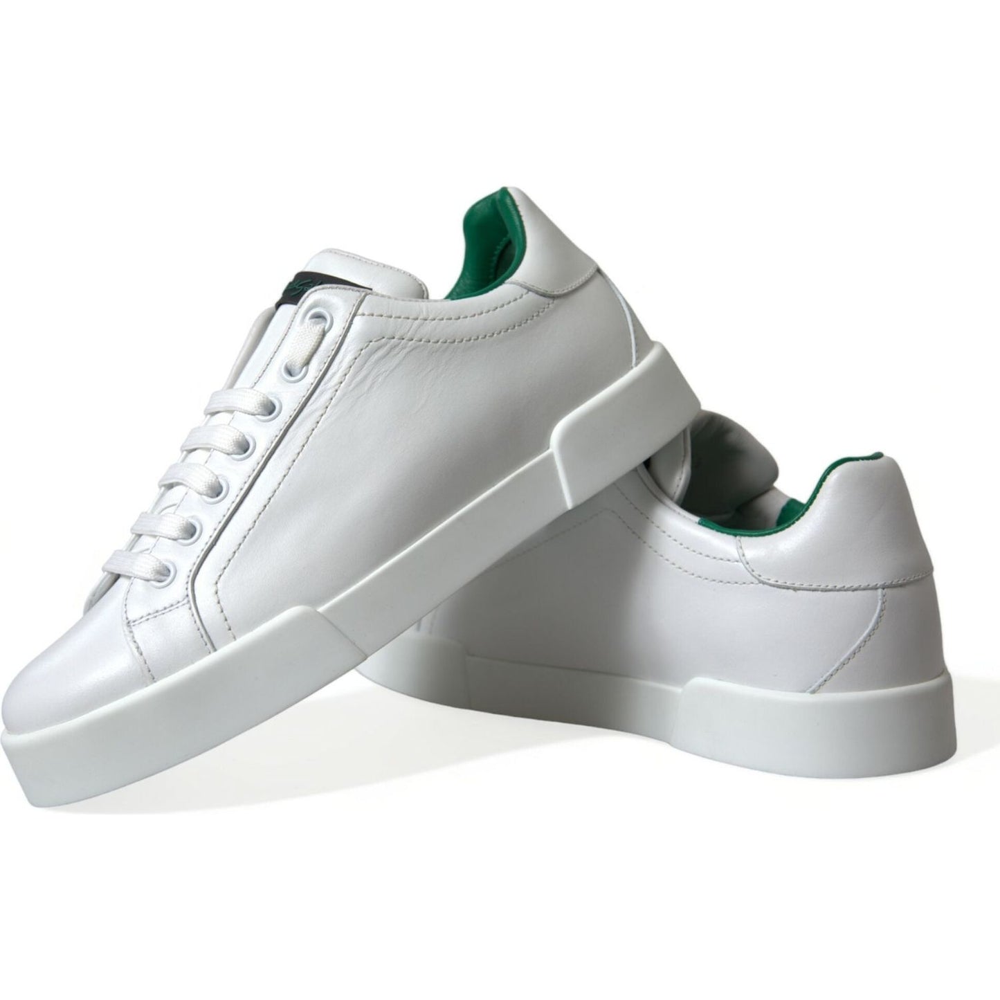 Dolce & Gabbana White Green Leather Portofino Sneakers Shoes Dolce & Gabbana
