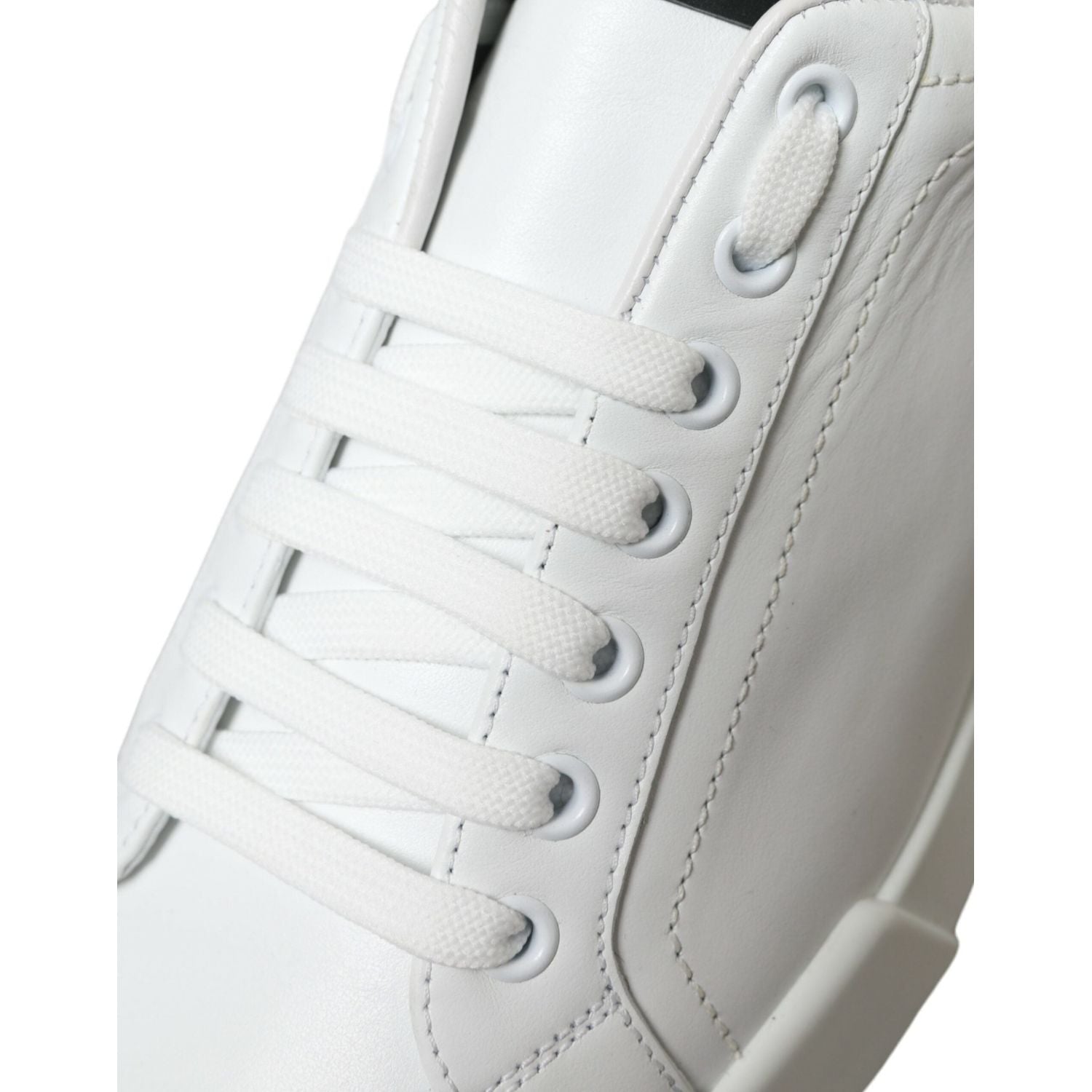 Dolce & Gabbana White Green Leather Portofino Sneakers Shoes