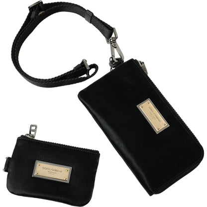 Dolce & Gabbana Black Nylon Logo Plaque Keyring Pouch Clutch Bag Dolce & Gabbana