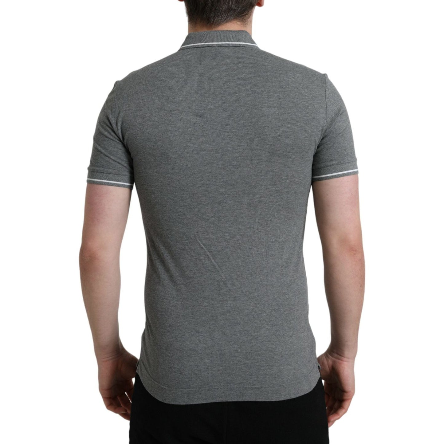Dolce & Gabbana Gray Collared Short Sleeve Crown T-shirt Dolce & Gabbana