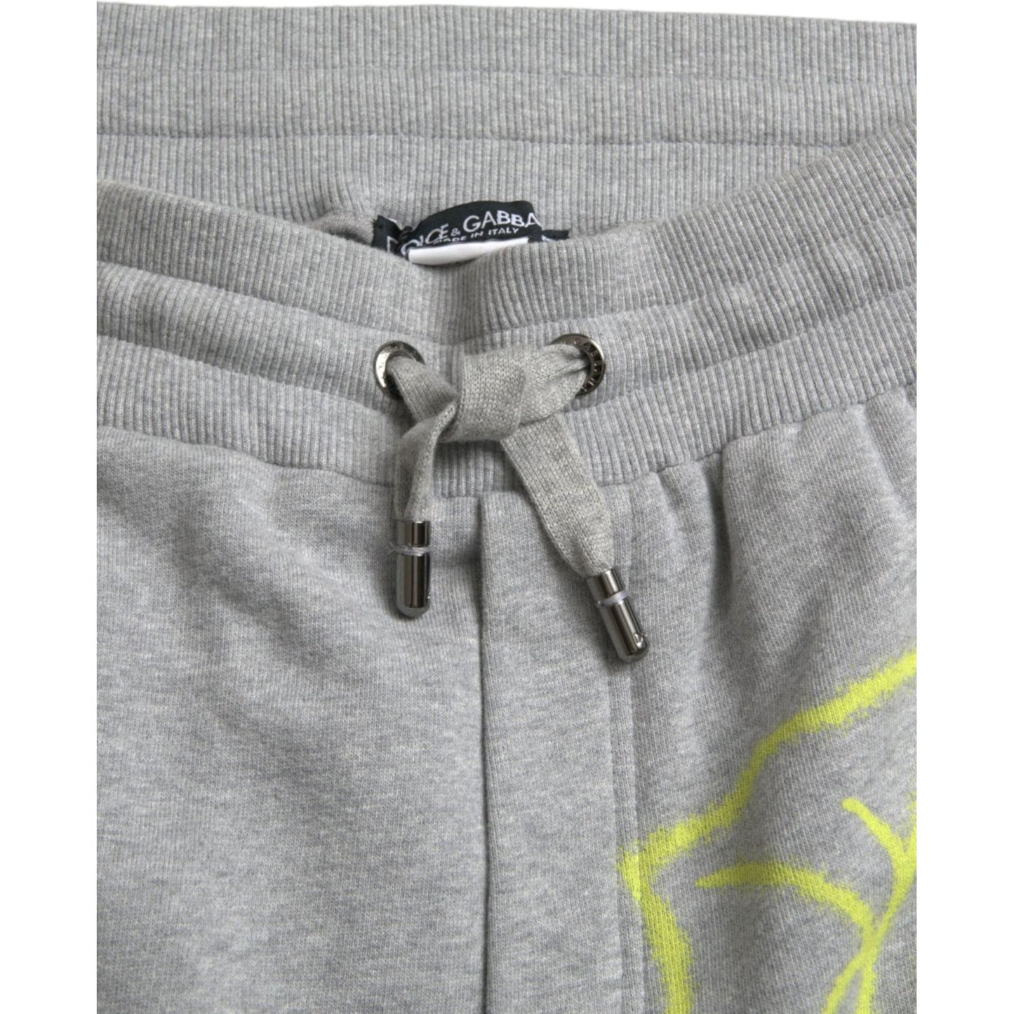 Dolce & Gabbana Gray Cotton Graffiti Sweatpants Jogger Pants Dolce & Gabbana