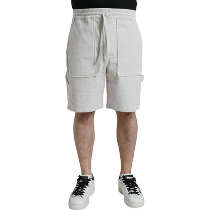 Dolce & Gabbana Beige Cotton Corduroy Logo Bermuda Shorts Dolce & Gabbana