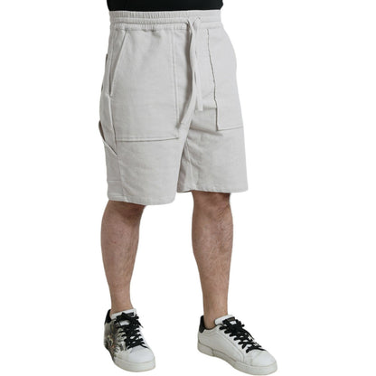 Dolce & Gabbana Beige Cotton Corduroy Logo Bermuda Shorts Dolce & Gabbana