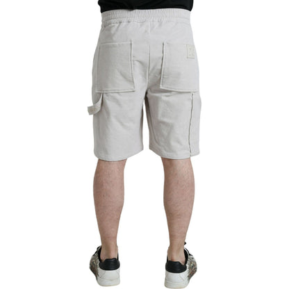 Dolce & Gabbana Beige Cotton Corduroy Logo Bermuda Shorts Dolce & Gabbana