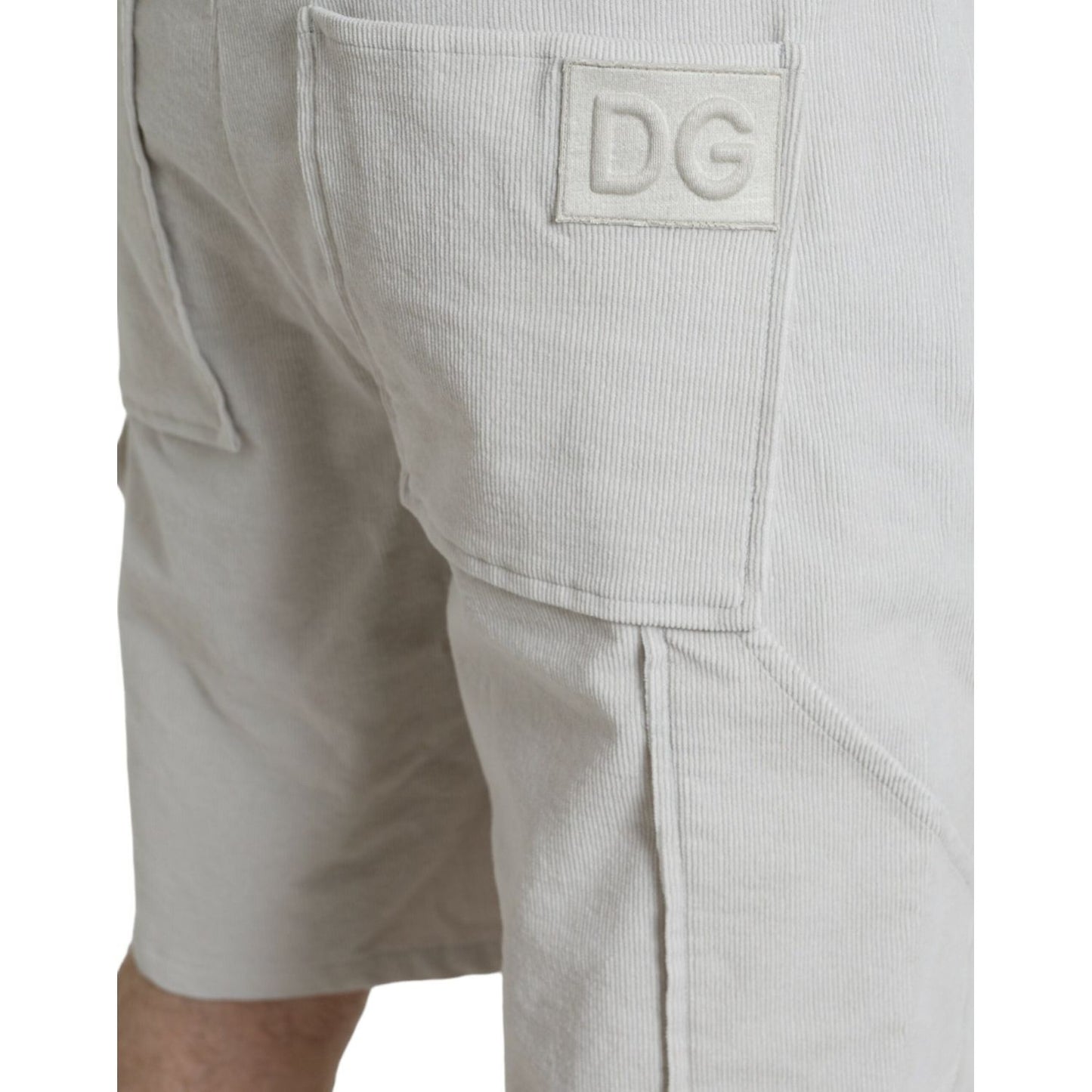 Dolce & Gabbana Beige Cotton Corduroy Logo Bermuda Shorts Dolce & Gabbana