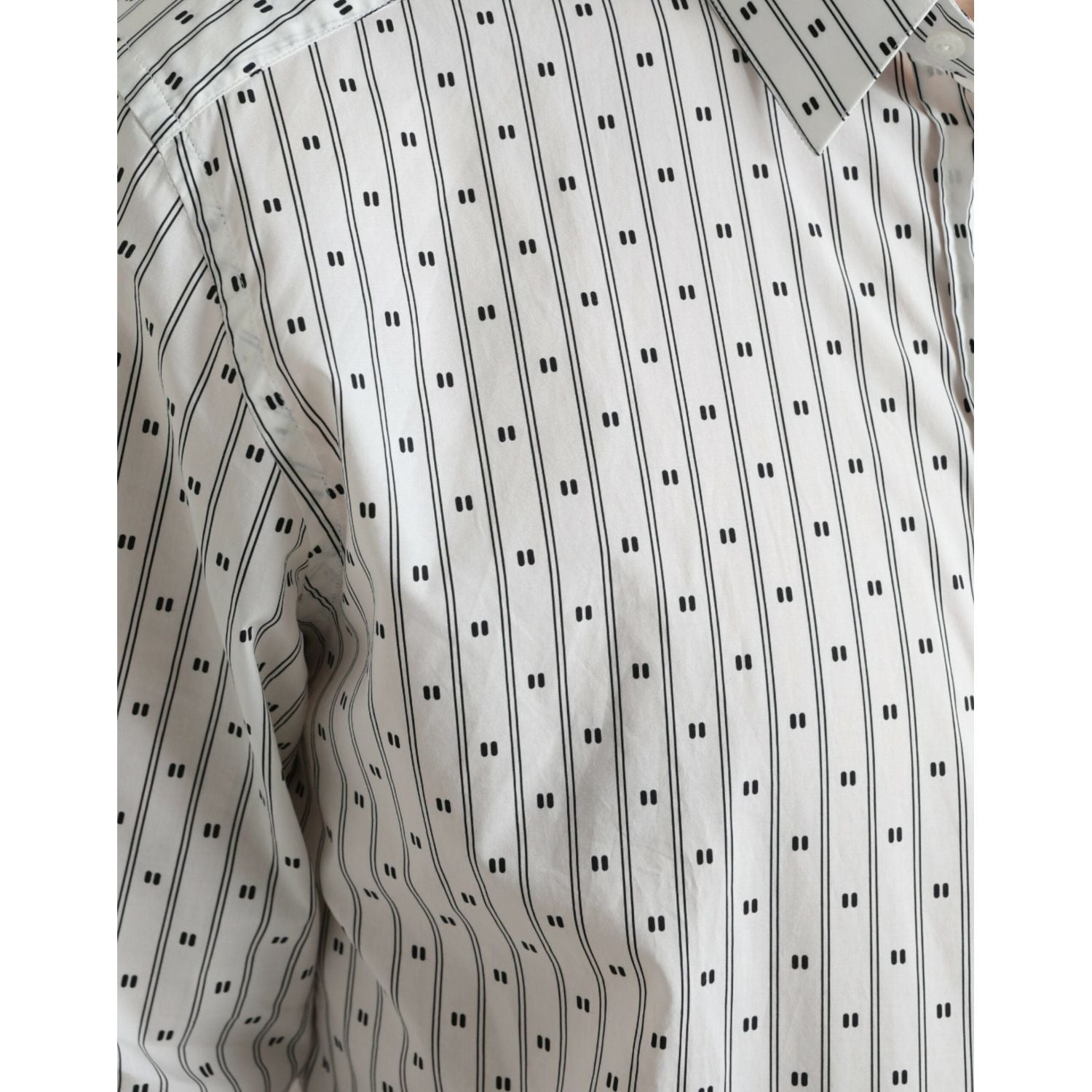 Dolce & Gabbana White Patterned Men GOLD Formal Dress Shirt