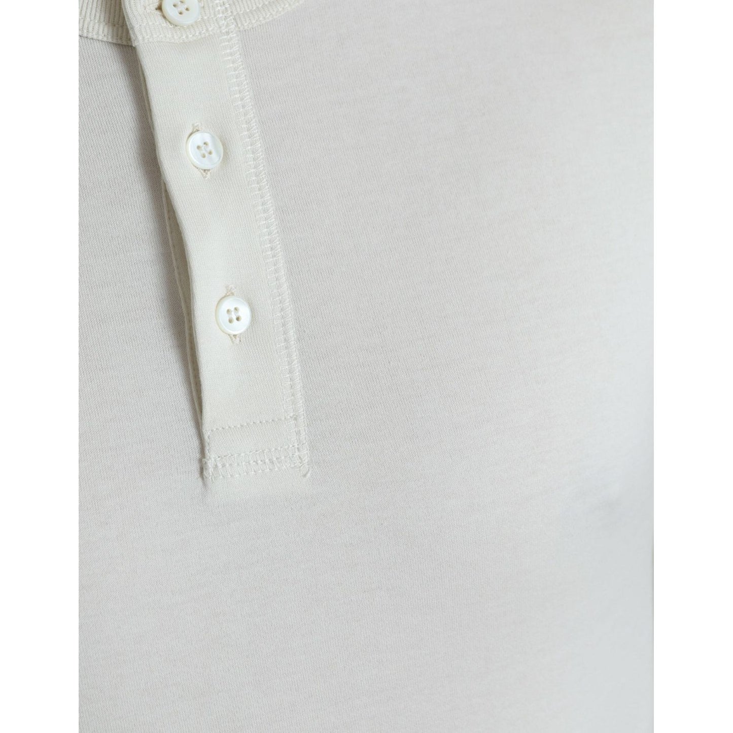 Dolce & Gabbana Off White Cotton Henley Pullover Sweater Dolce & Gabbana