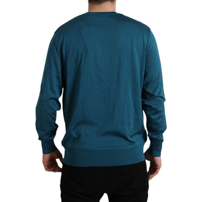 Dolce & Gabbana Green Peacock Feather Pullover Sweater Dolce & Gabbana