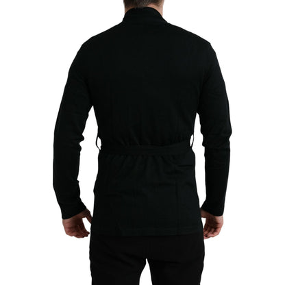 Dolce & Gabbana Black Cashmere Long Sleeves Belted Wrap Robe Dolce & Gabbana