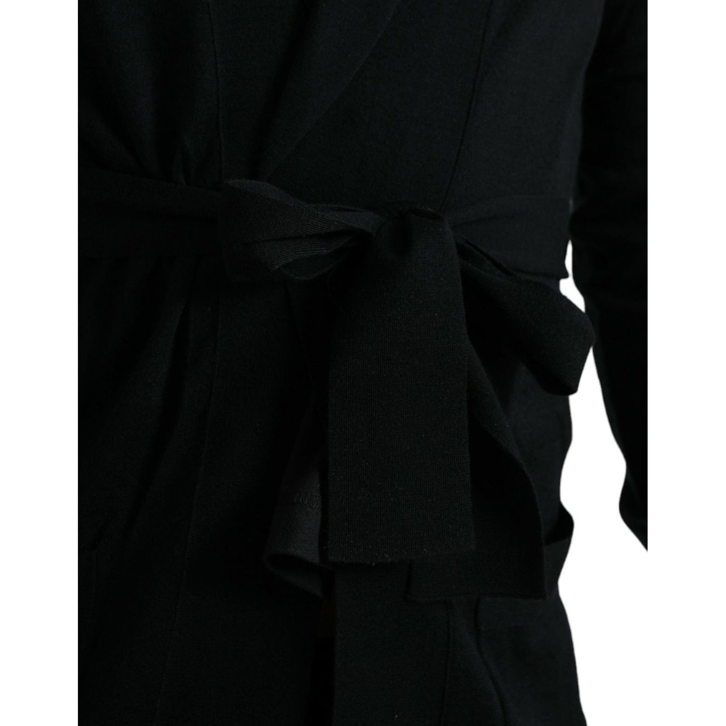 Dolce & Gabbana Black Cashmere Long Sleeves Belted Wrap Robe Dolce & Gabbana