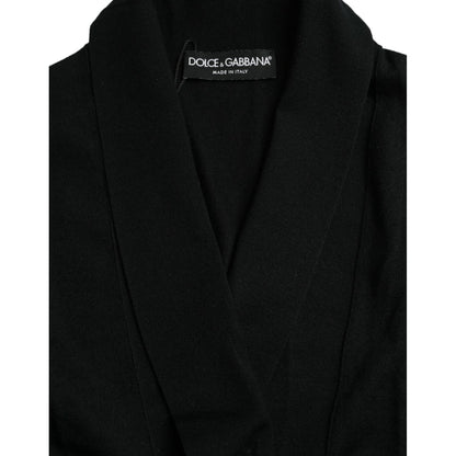 Dolce & Gabbana Black Cashmere Long Sleeves Belted Wrap Robe Dolce & Gabbana
