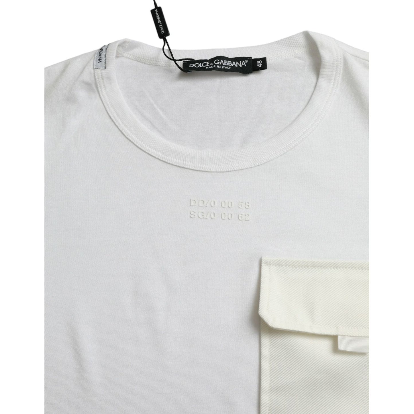 Dolce & Gabbana White Cotton Pocket Short Sleeves T-shirt Dolce & Gabbana