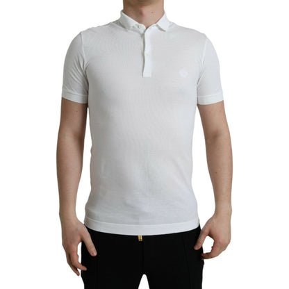 Dolce & Gabbana White Collared Short Sleeve Crown T-shirt Dolce & Gabbana