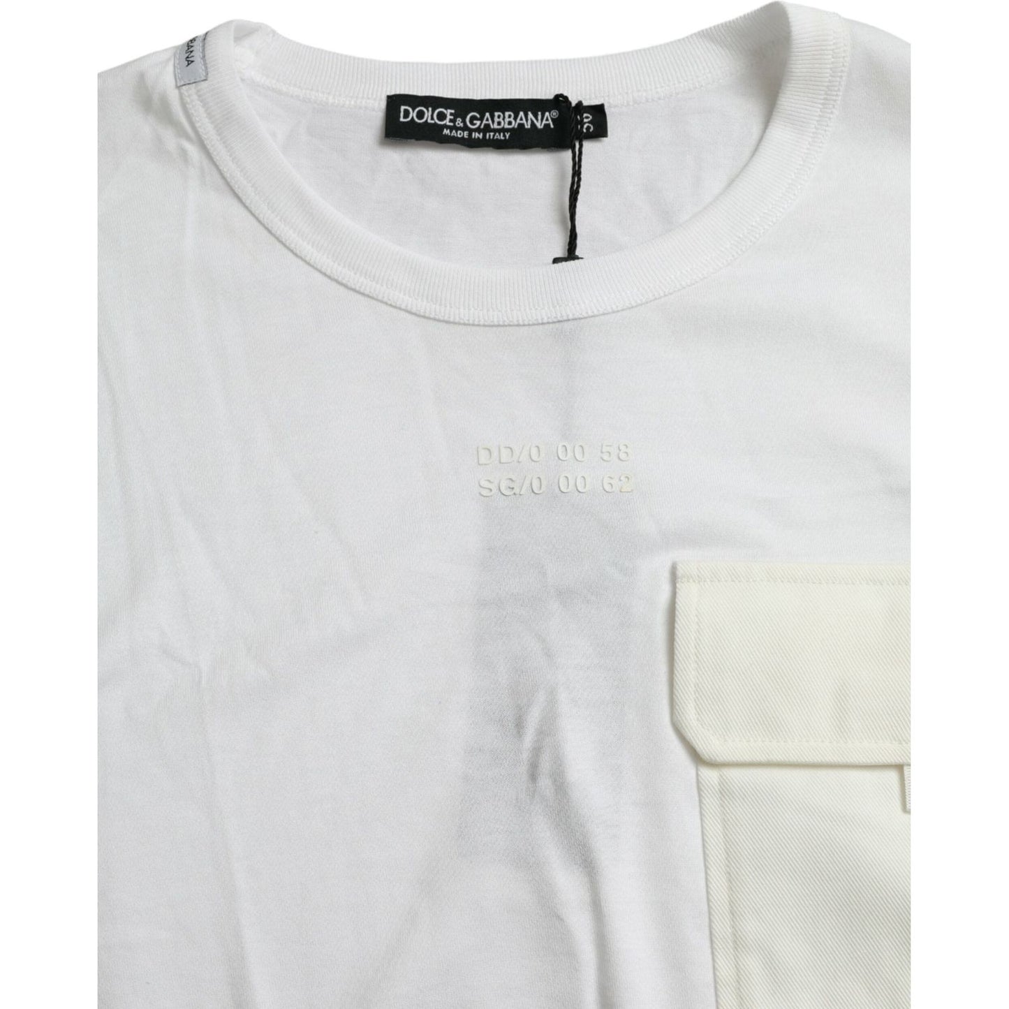 Dolce & Gabbana White Cotton Pocket Short Sleeves T-shirt Dolce & Gabbana
