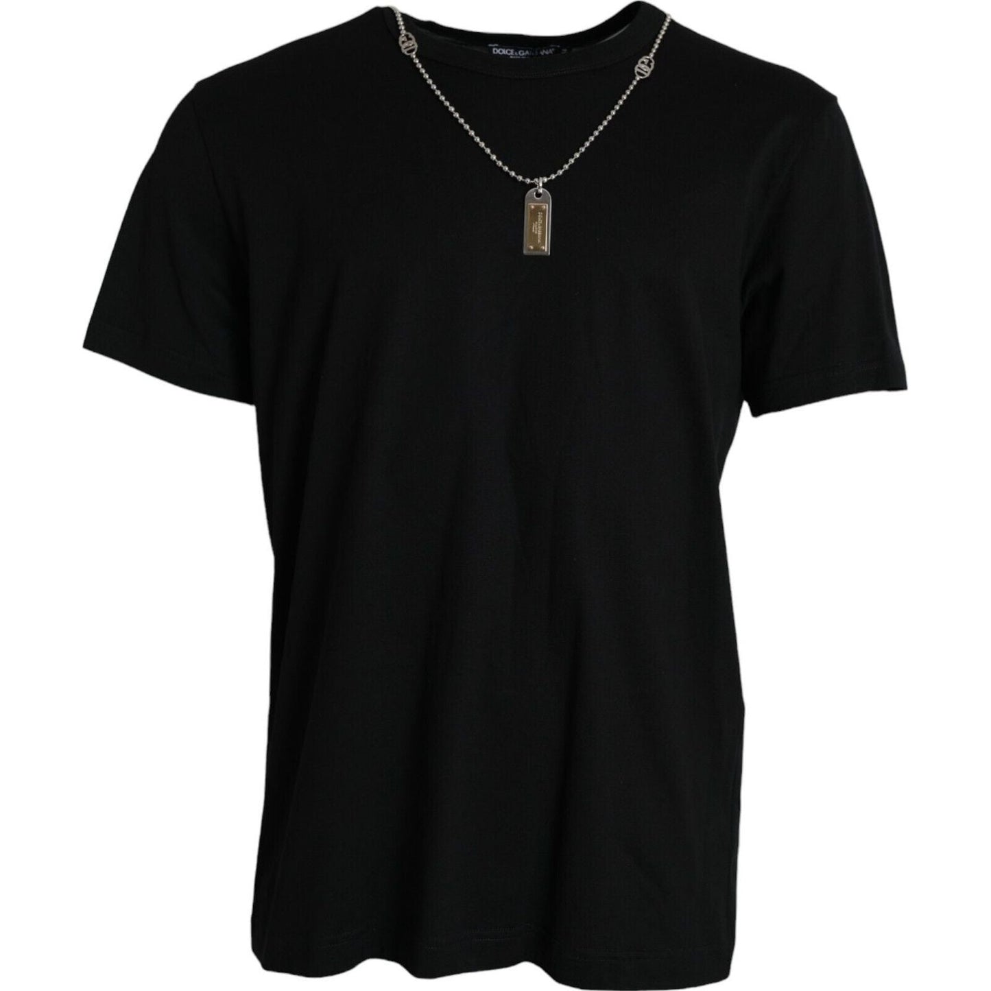 Dolce & Gabbana Black Silver Chain Short Sleeve T-shirt Dolce & Gabbana
