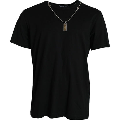 Dolce & Gabbana Black Silver Chain Short Sleeve T-shirt Dolce & Gabbana
