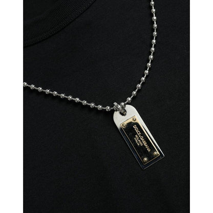 Dolce & Gabbana Black Silver Chain Short Sleeve T-shirt Dolce & Gabbana