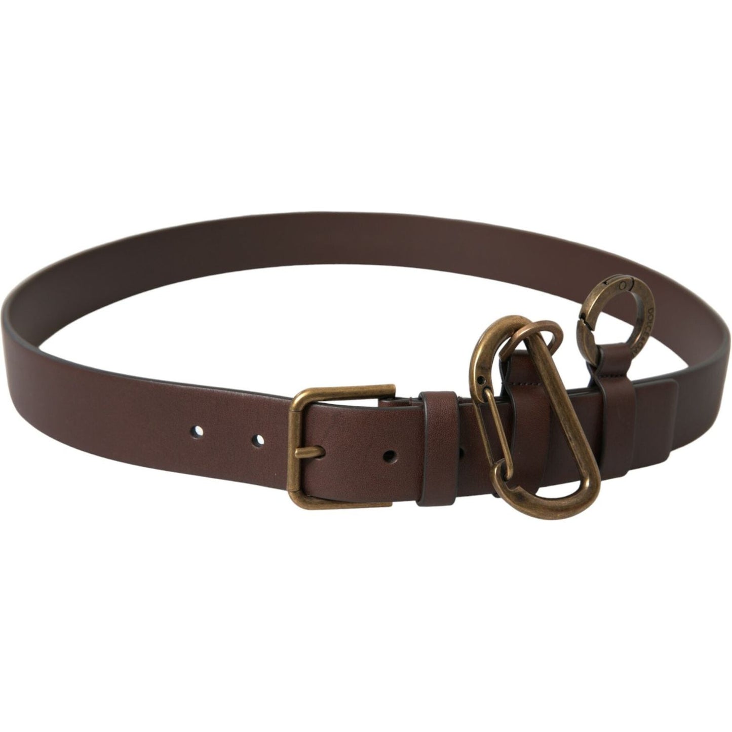 Dolce & Gabbana Brown Calf Leather Gold Metal Buckle Belt Dolce & Gabbana