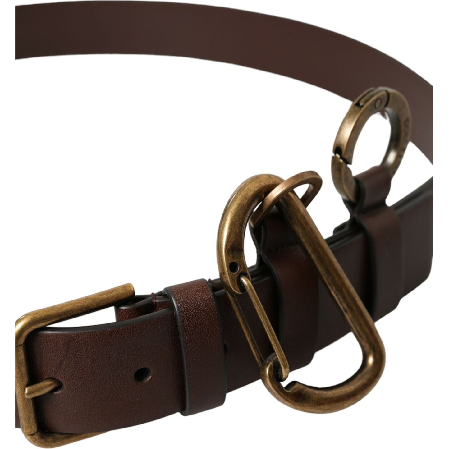Dolce & Gabbana Brown Calf Leather Gold Metal Buckle Belt Dolce & Gabbana