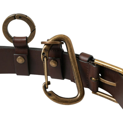 Dolce & Gabbana Brown Calf Leather Gold Metal Buckle Belt Dolce & Gabbana