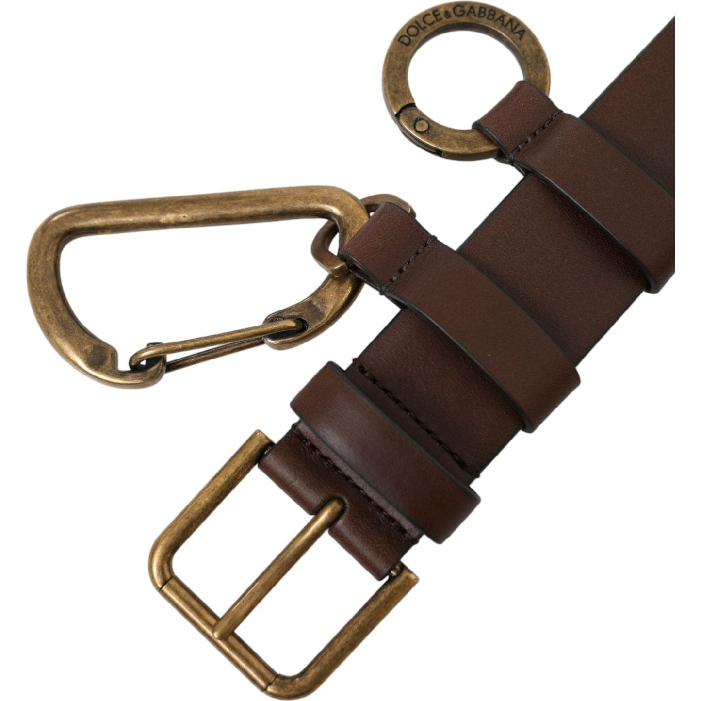 Dolce & Gabbana Brown Calf Leather Gold Metal Buckle Belt Dolce & Gabbana