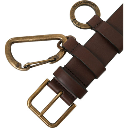Dolce & Gabbana Brown Calf Leather Gold Metal Buckle Belt Dolce & Gabbana