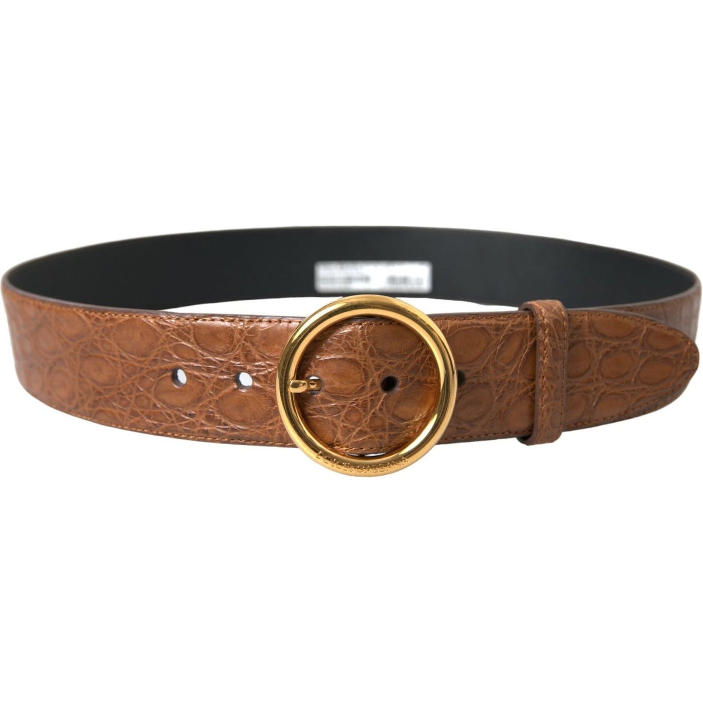Dolce & Gabbana Brown Exotic Leather Round Buckle Belt Dolce & Gabbana