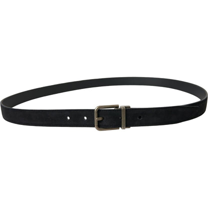 Dolce & Gabbana Black Goat Leather Antique Metal Buckle Belt Dolce & Gabbana