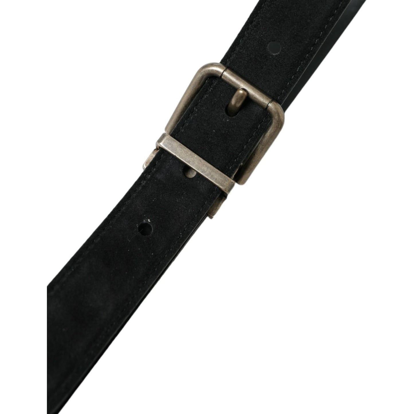 Dolce & Gabbana Black Goat Leather Antique Metal Buckle Belt Dolce & Gabbana