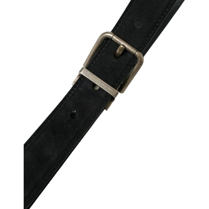 Dolce & Gabbana Black Goat Leather Antique Metal Buckle Belt Dolce & Gabbana