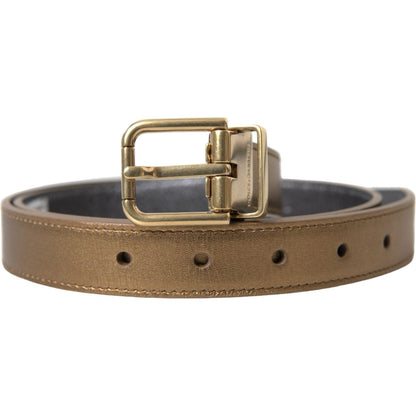 Dolce & Gabbana Metallic Gold Calf Leather Metal Buckle Belt Dolce & Gabbana