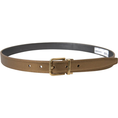 Dolce & Gabbana Metallic Gold Calf Leather Metal Buckle Belt Dolce & Gabbana