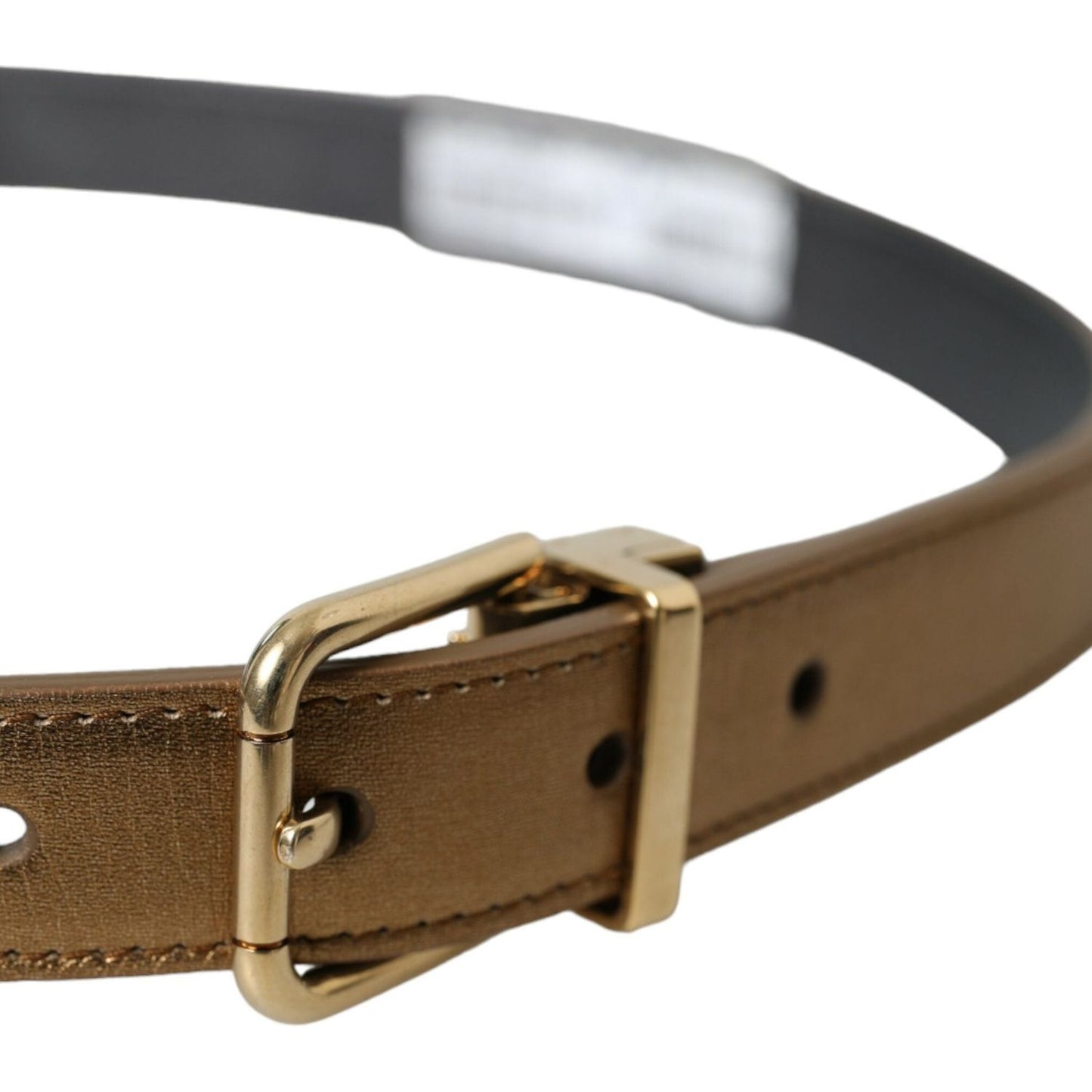 Dolce & Gabbana Metallic Gold Calf Leather Metal Buckle Belt Dolce & Gabbana