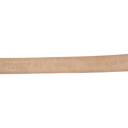 Dolce & Gabbana Dark Brown Leather Silver Metal Buckle Belt Dolce & Gabbana