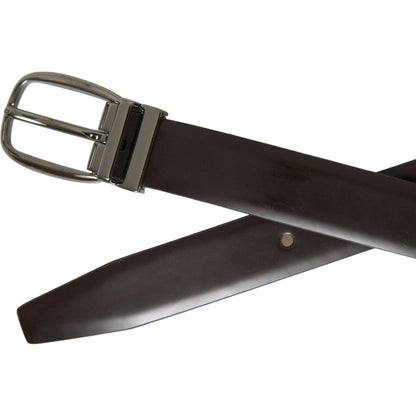 Dolce & Gabbana Dark Brown Leather Silver Metal Buckle Belt Dolce & Gabbana