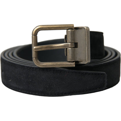 Dolce & Gabbana Black Suede Leather Gold Metal Buckle Belt Dolce & Gabbana