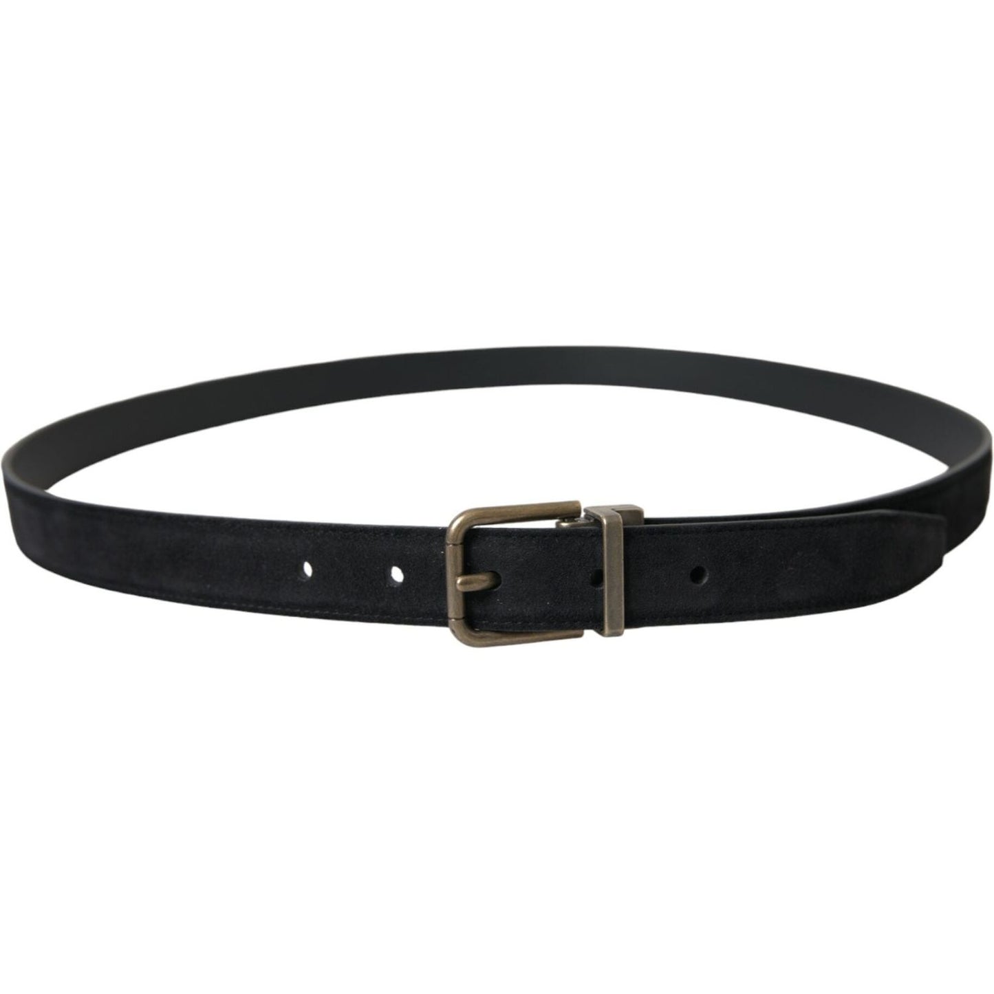Dolce & Gabbana Black Suede Leather Gold Metal Buckle Belt Dolce & Gabbana